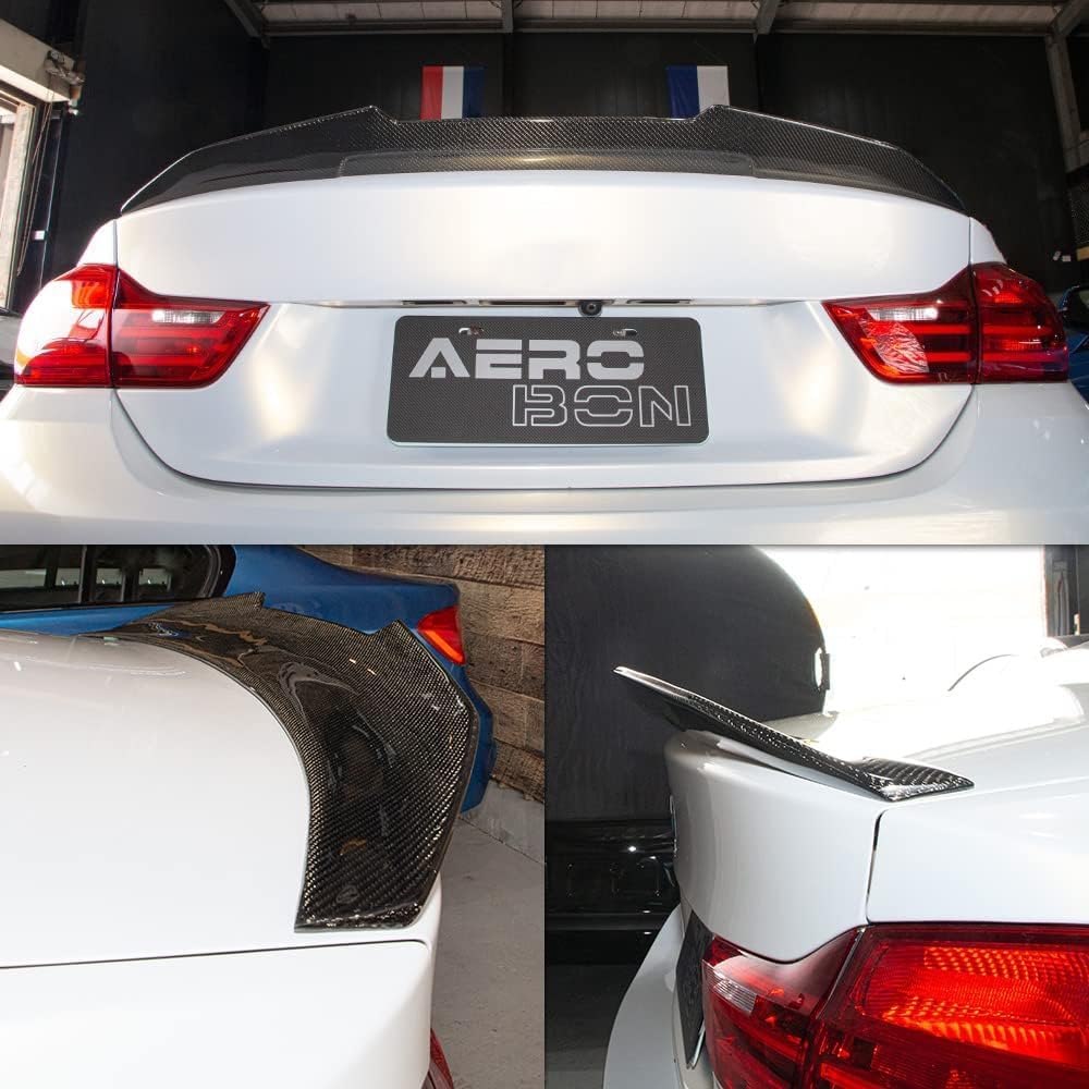 AeroBon Real Carbon Fiber Trunk Spoiler Compatible with 2015-2020 BMW F82 M4 Coupe Spoiler Wing (H Style)