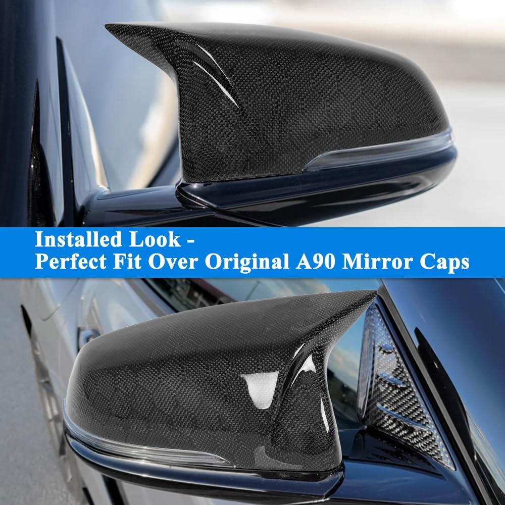 AeroBon Real Carbon Fiber Side Mirror Covers Compatible with 2020-2025 Toyota GR Supra A90 A91 Mirror Caps - Honeycomb Weave