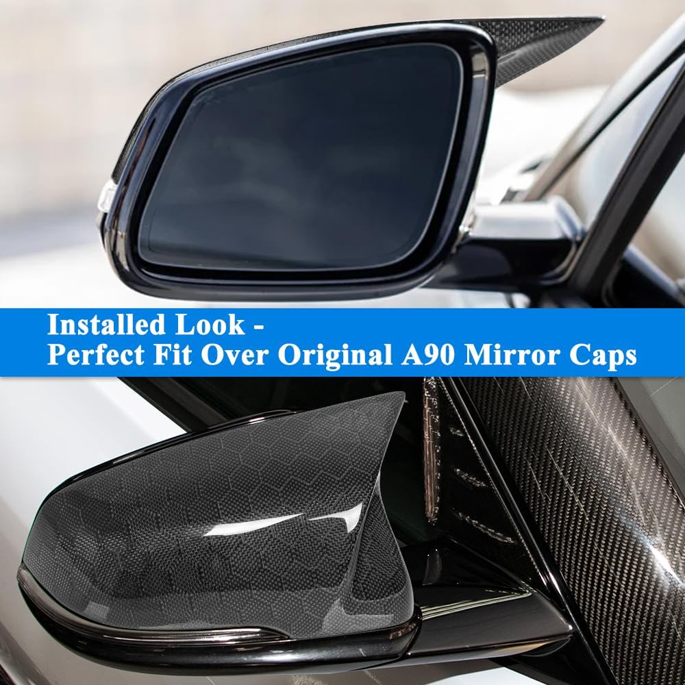 AeroBon Real Carbon Fiber Side Mirror Covers Compatible with 2020-2025 Toyota GR Supra A90 A91 Mirror Caps - Honeycomb Weave