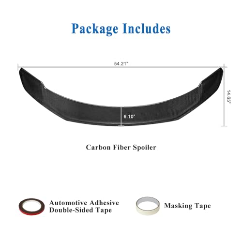 AeroBon Real Carbon Fiber Trunk Spoiler Compatible with 2024 2025 Tesla Model 3 Highland Spoiler (Big Style)