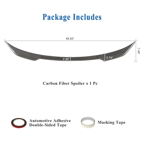 AeroBon Real Carbon Fiber Trunk Spoiler Compatible with 2021-2024 BMW 4 Series G23 Convertible and M4 G83 Convertible Spoiler (MP1 Style)