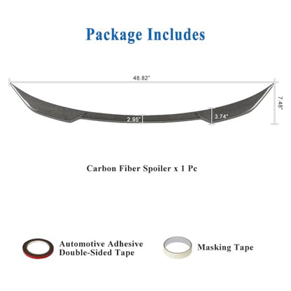 AeroBon Real Carbon Fiber Trunk Spoiler Compatible with 2021-2024 BMW 4 Series G23 Convertible and M4 G83 Convertible Spoiler (MP1 Style)