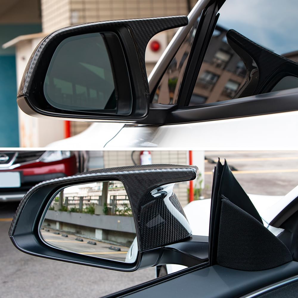 AeroBon Prepreg Dry Carbon Fiber Mirror Cap Overlays Compatible with 2017-2025 Tesla Model 3 Mirror Caps (RC Style) Raised Curve