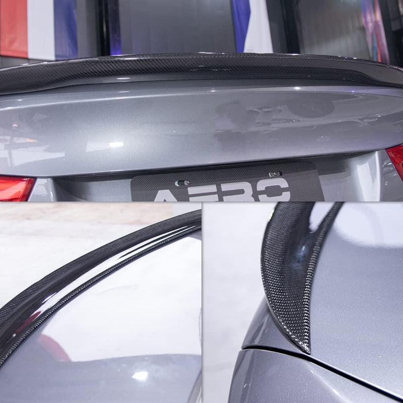 AeroBon Real Carbon Fiber Trunk Spoiler Compatible with 2005-2012 BMW 3-Series E90 Sedan E90 M3 Sedan Spoiler (P Style)