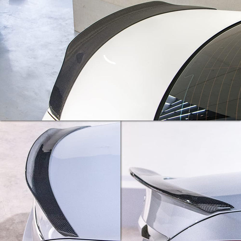 AeroBon Real Carbon Fiber Trunk Spoiler Compatible with 2017-2023 Infiniti Q60 Q60S Coupe Spoiler (H+ Style)
