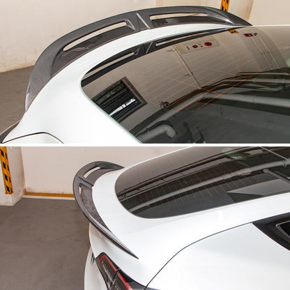 AeroBon Real Carbon Fiber Trunk Spoiler Compatible with 2020-2024 Tesla Model Y Rear Spoiler (Turbo Style) Turbo Aero