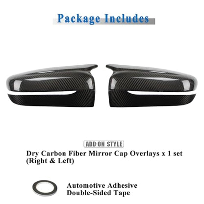 AeroBon Dry Carbon Fiber Mirror Cap Overlays Compatible with 2021-2025 BMW 4-Series G22 430i Coupe, G23 430i Convertible, G26 430i Gran Coupe and i4 eDrive35 eDrive40 Mirror Cpas (Add-On Style)