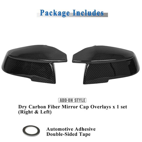 AeroBon Dry Carbon Fiber Mirror Cap Overlays Compatible with 2013-2020 BMW 4 Series F32 Coupe F33 Convertible F36 Gran Coupe Mirror Caps (Add-On Style)