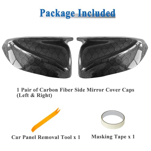AeroBon Real Carbon Fiber Mirror Cover Compatible with Infiniti 2014-2024 Q50 Q50S Mirror Caps (Replacement Style) Honeycomb