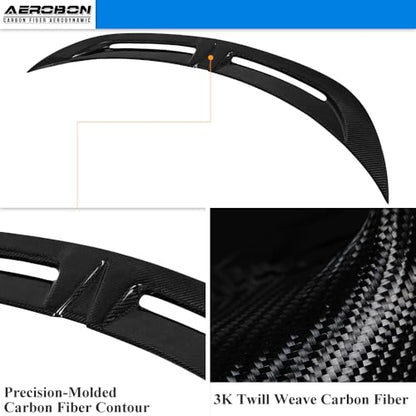 AeroBon Real Carbon Fiber Trunk Spoiler Compatible with 2024-2026 Tesla Model 3 Highland Rear Spoiler (Turbo Style)