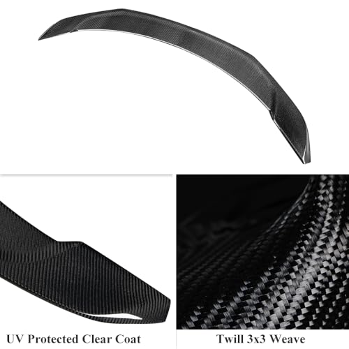 AeroBon Real Carbon Fiber Trunk Spoiler Compatible with 2024 2025 Tesla Model 3 Highland Spoiler (Big Style)