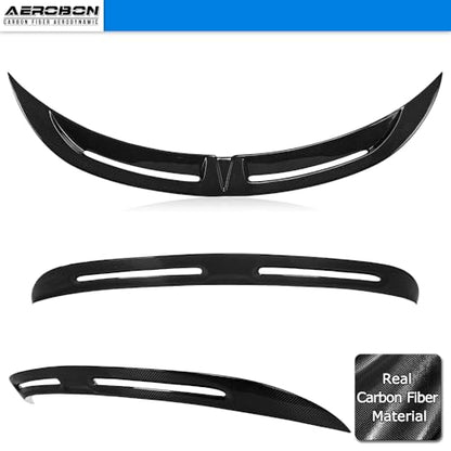 AeroBon Real Carbon Fiber Trunk Spoiler Compatible with 2024-2026 Tesla Model 3 Highland Rear Spoiler (Turbo Style)