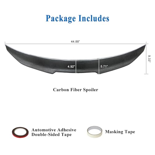AeroBon Real Carbon Fiber Trunk Spoiler Compatible with 2018-2023 Kia Stinger Spoiler (H Style)