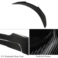 AeroBon Real Carbon Fiber Trunk Spoiler Compatible with 2024 2025 Tesla Model 3 Highland Spoiler (H Style)