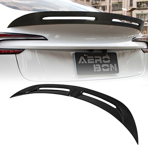 AeroBon Real Carbon Fiber Trunk Spoiler Compatible with 2024-2026 Tesla Model 3 Highland Rear Spoiler (Turbo Style)