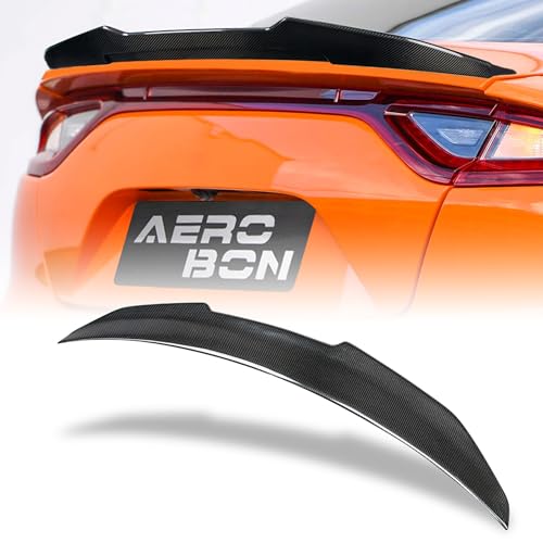 AeroBon Real Carbon Fiber Trunk Spoiler Compatible with 2018-2023 Kia Stinger Spoiler (H Style)