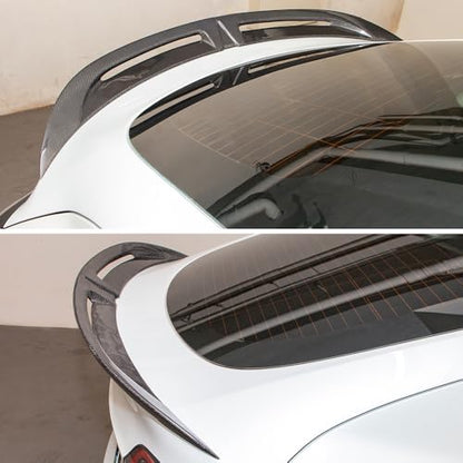 AeroBon Real Carbon Fiber Trunk Spoiler Compatible with 2024-2026 Tesla Model 3 Highland Rear Spoiler (Turbo Style)