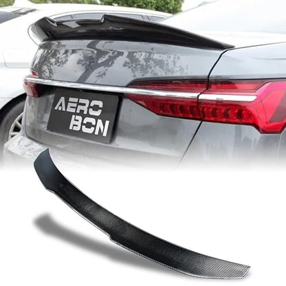 AeroBon Real Carbon Fiber Trunk Spoiler Compatible with 2019-2025 Audi A6 S6 (C8) Sedan Spoiler (H Style)