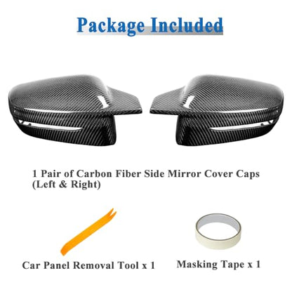 AeroBon Real Carbon Fiber Side Mirror Covers Compatible with 2021-2025 BMW G80 M3 G82 G83 M4, 2023-2025 G87 M2 Mirror Caps (Replacement Style)