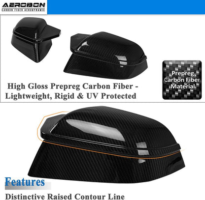 AeroBon Prepreg Dry Carbon Fiber Mirror Cap Overlays Compatible with 2017-2025 Tesla Model 3 Mirror Caps (SL Style) Sport Line