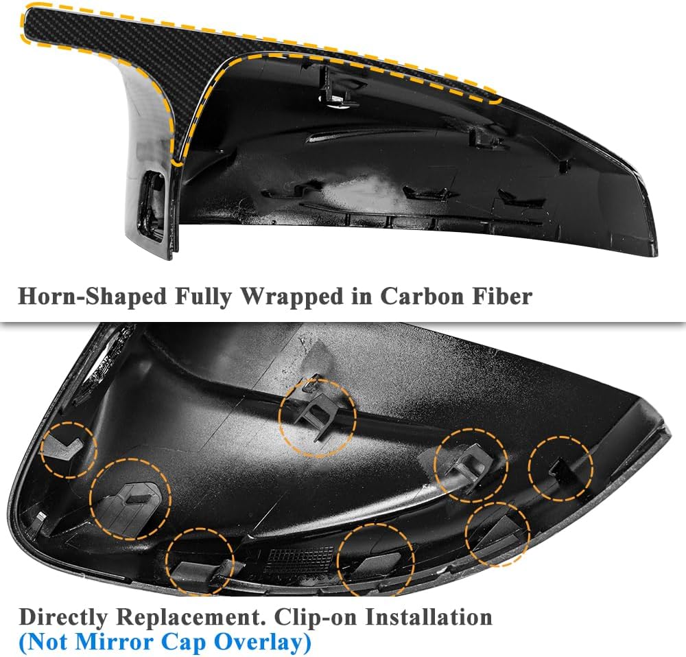 AeroBon Real Carbon Fiber Mirror Cover Compatible with 2013-2020 Audi A3 S3 RS3 (8V) Mirror Caps With Lane Assist