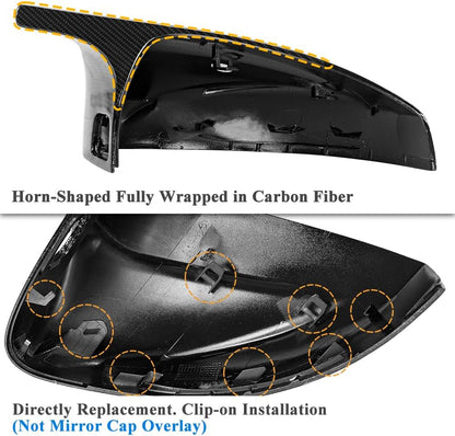 AeroBon Real Carbon Fiber Mirror Cover Compatible with 2013-2020 Audi A3 S3 RS3 (8V) Mirror Caps With Lane Assist