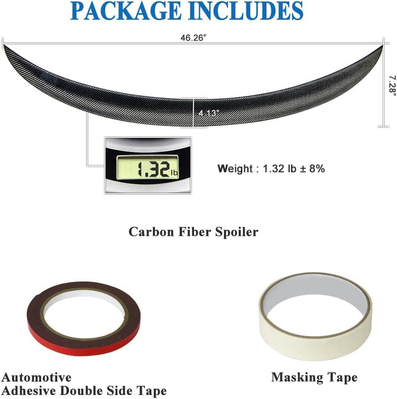 AeroBon Real Carbon Fiber Trunk Spoiler Compatible with 2007-2013 BMW 3 Series E93 Convertible E93 M3 Spoiler (P Style)