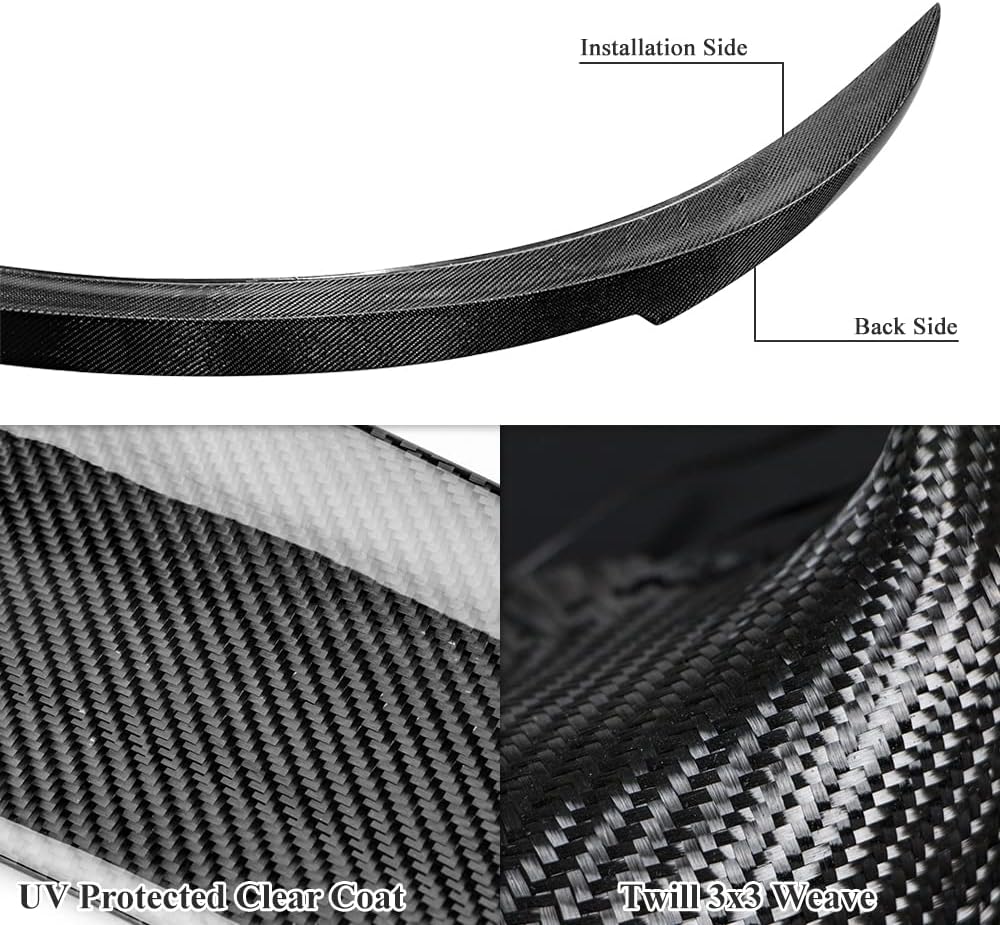AeroBon Real Carbon Fiber Trunk Spoiler Compatible with 2012-2018 BMW 6-Series F06 M6 GC and F13 M6 Coupe (V Style)