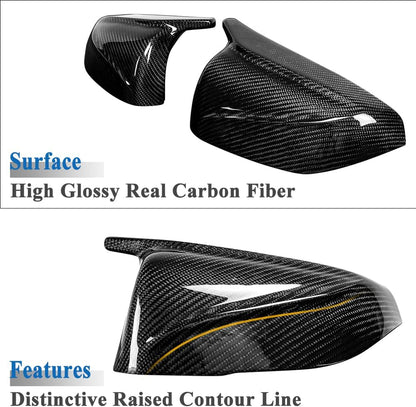 AeroBon Prepreg Dry Carbon Fiber Mirror Cap Overlays Compatible with 2017-2025 Tesla Model 3 Mirror Caps (RC Style) Raised Curve