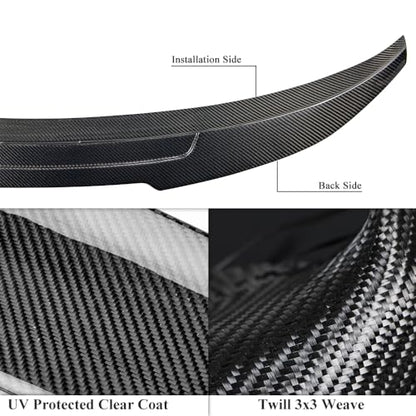 AeroBon Real Carbon Fiber Trunk Spoiler Compatible with 2022-2026 Honda Civic 4-Door Sedan Spoiler (H Style)