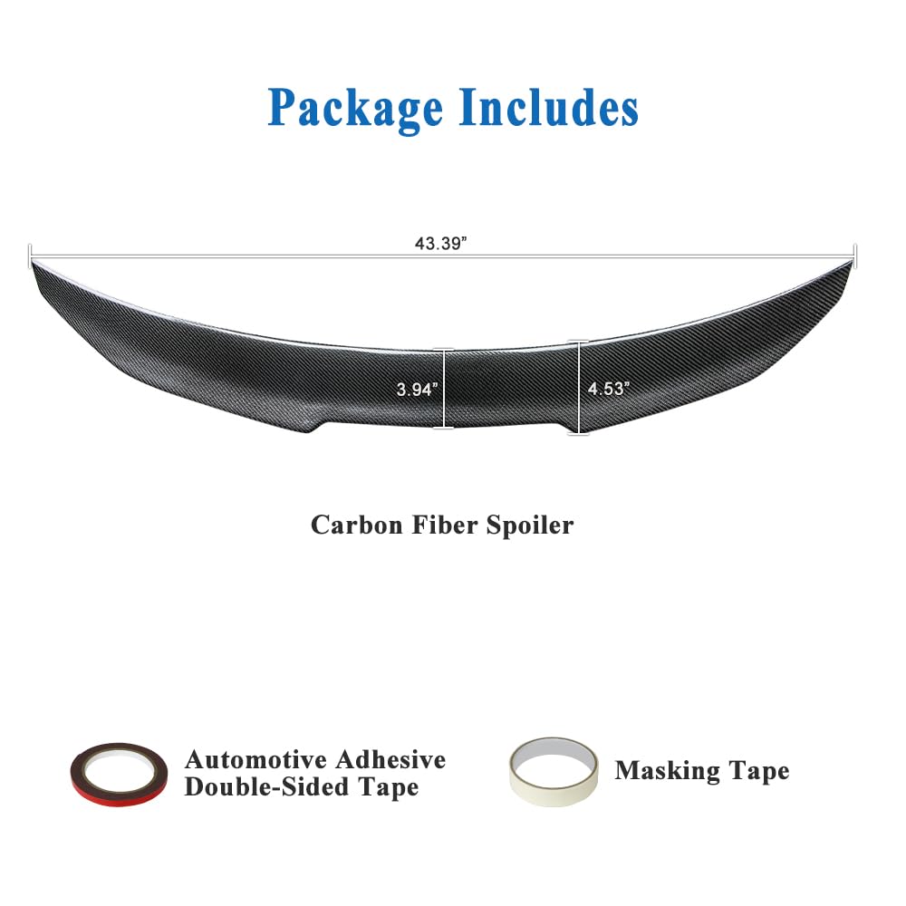 AeroBon Real Carbon Fiber Trunk Spoiler Compatible with 2020-2025 Nissan Sentra Rear Spoiler (H Style) High Kick