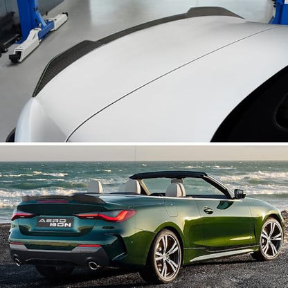 AeroBon Real Carbon Fiber Trunk Spoiler Compatible with 2021-2024 BMW 4 Series G23 Convertible and M4 G83 Convertible Spoiler (MP1 Style)