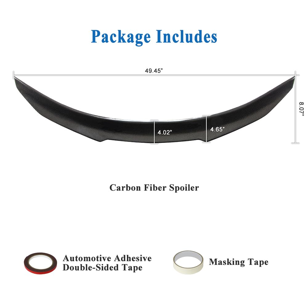 AeroBon Real Carbon Fiber Trunk Spoiler Compatible with 2017-2023 Tesla Model 3 Rear Spoiler (H Style) High Kick