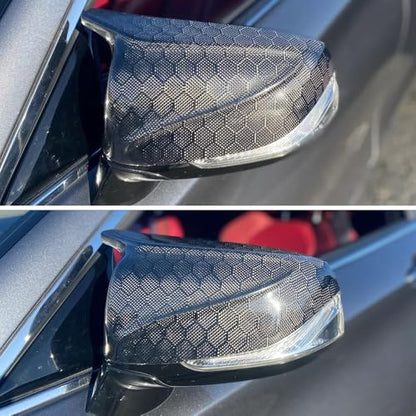 AeroBon Real Carbon Fiber Mirror Cover Compatible with Infiniti 2014-2024 Q50 Q50S Mirror Caps (Replacement Style) Honeycomb