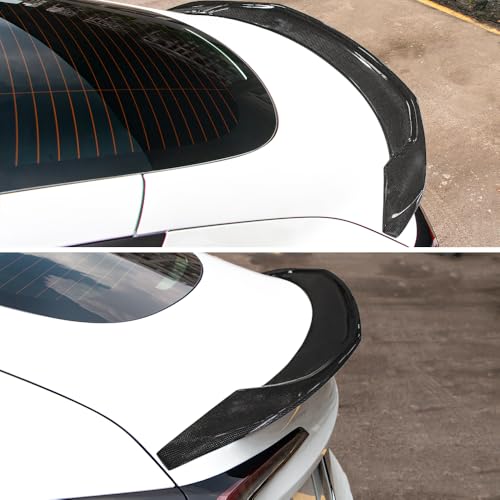 AeroBon Real Carbon Fiber Trunk Spoiler Compatible with 2024 2025 Tesla Model 3 Highland Spoiler (Big Style)