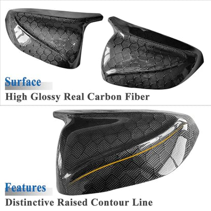 AeroBon Real Carbon Fiber Mirror Cover Compatible with Infiniti 2014-2024 Q50 Q50S Mirror Caps (Replacement Style) Honeycomb