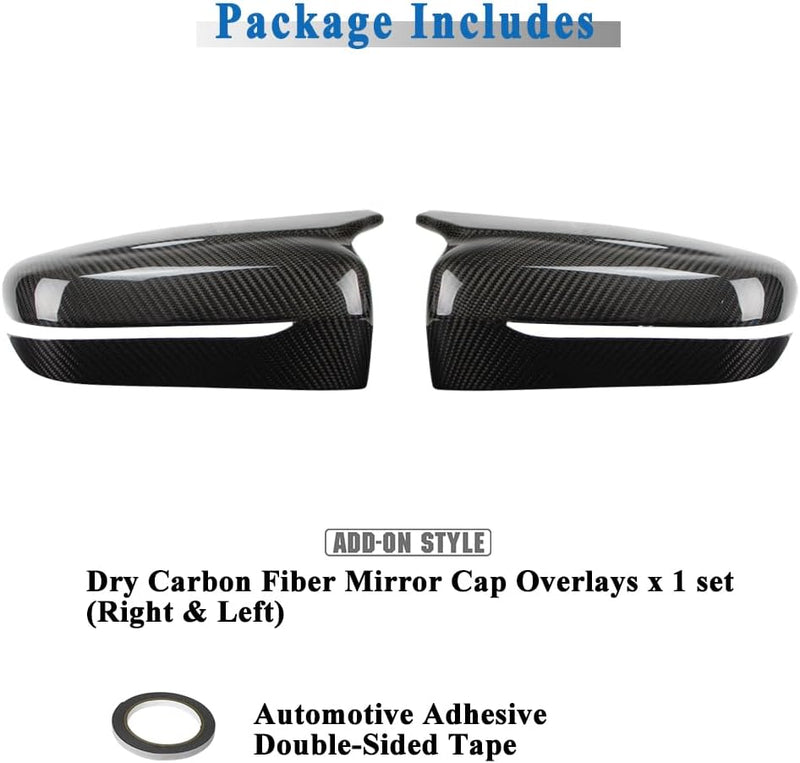 AeroBon Dry Carbon Fiber Mirror Cap Overlays Compatible with 2019-2025 BMW 3-Series G20 Sedan Mirror Cpas (Add-On Style)