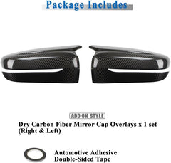 AeroBon Dry Carbon Fiber Mirror Cap Overlays Compatible with 2019-2025 BMW 3-Series G20 Sedan Mirror Cpas (Add-On Style)