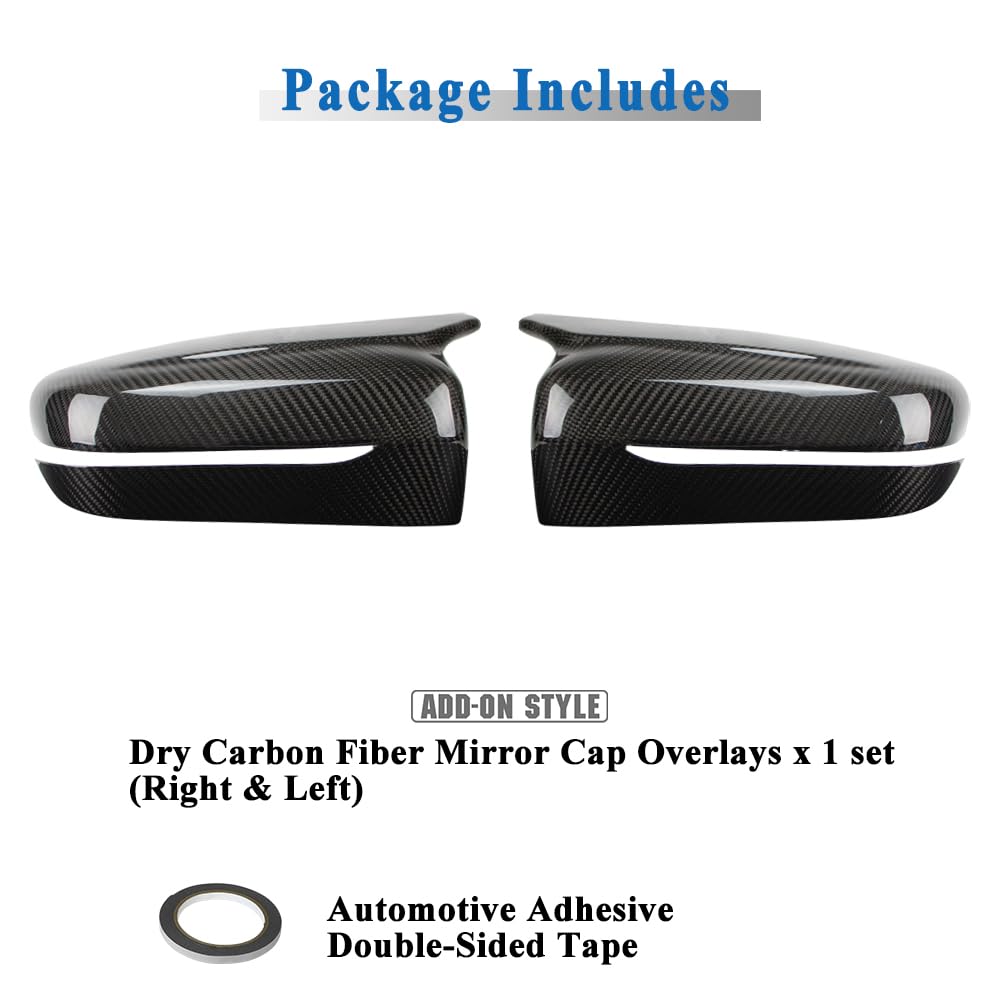 AeroBon Dry Carbon Fiber Mirror Cap Overlays Compatible with BMW 3 Series G20, 4 Series G22 G23 G26, 5 Series G30, 6 Series G32, 7 Series G11 G12, 8 Series G14 G15 G16 Mirror Cpas (Add-On)