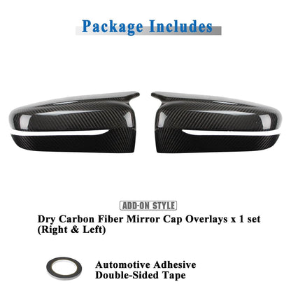 AeroBon Dry Carbon Fiber Mirror Cap Overlays Compatible with BMW 3 Series G20, 4 Series G22 G23 G26, 5 Series G30, 6 Series G32, 7 Series G11 G12, 8 Series G14 G15 G16 Mirror Cpas (Add-On)