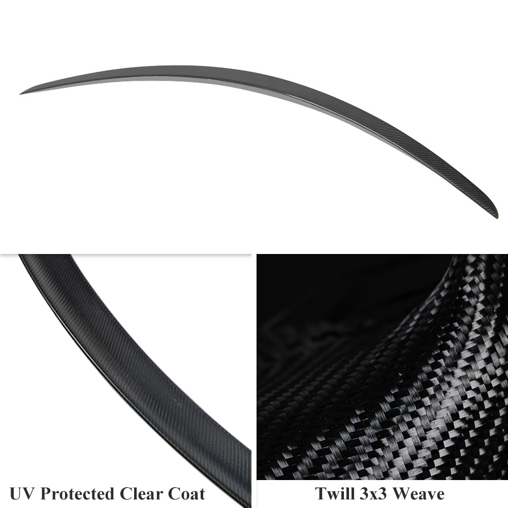 AeroBon Real Carbon Fiber Trunk Spoiler Compatible with 2012-2024 Tesla Model S Spoiler Matte (Plaid Style)