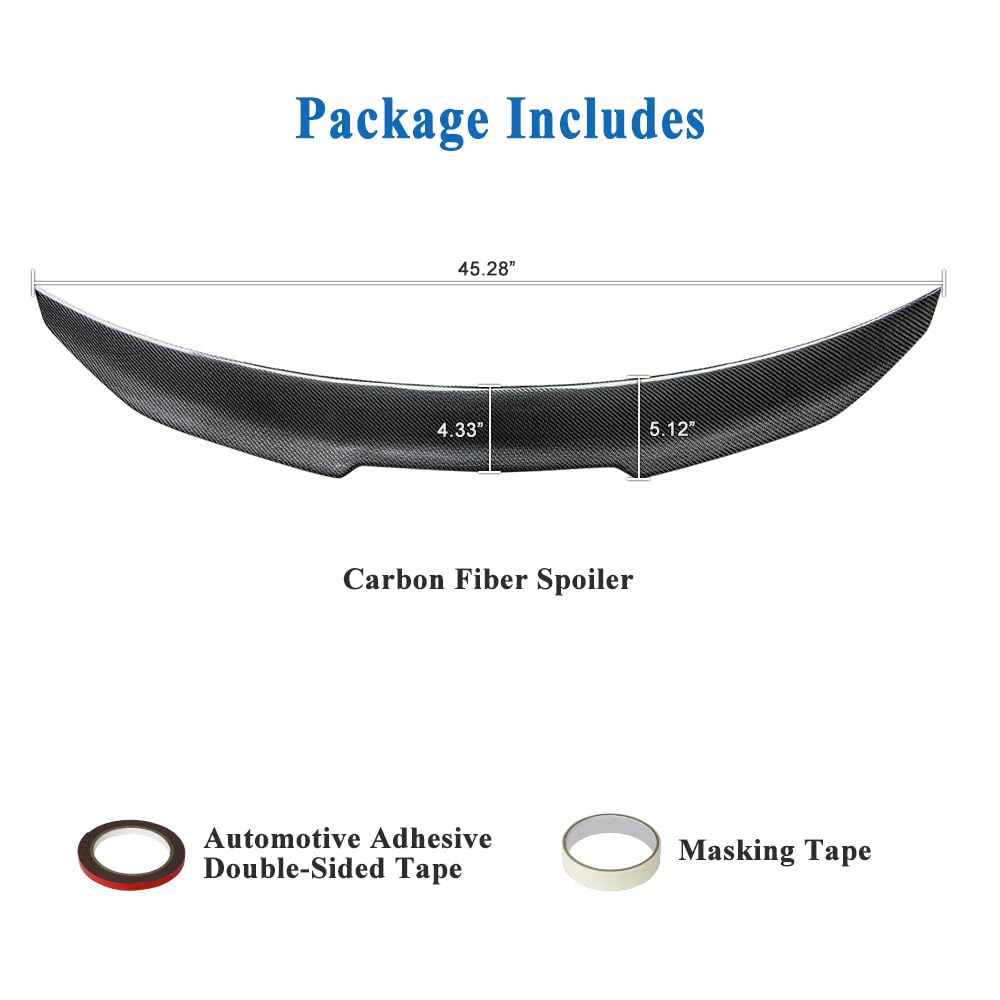 AeroBon Real Carbon Fiber Trunk Spoiler Compatible with 2018-2024 Toyota Camry Rear Spoiler (H Style) High Kick