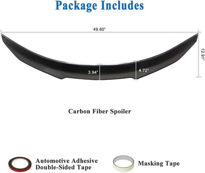AeroBon Real Carbon Fiber Trunk Spoiler Compatible with 2020-2024 Tesla Model Y Rear Spoiler (H Style) High Kick
