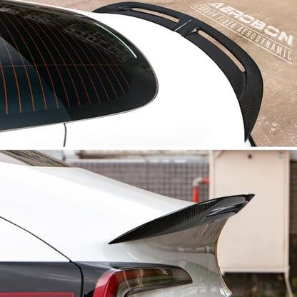 AeroBon Real Carbon Fiber Trunk Spoiler Compatible with 2024-2026 Tesla Model 3 Highland Rear Spoiler (Turbo Style)