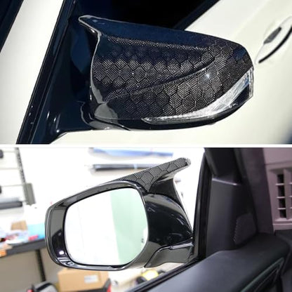 AeroBon Real Carbon Fiber Mirror Cover Compatible with Infiniti 2014-2024 Q50 Q50S Mirror Caps (Replacement Style) Honeycomb