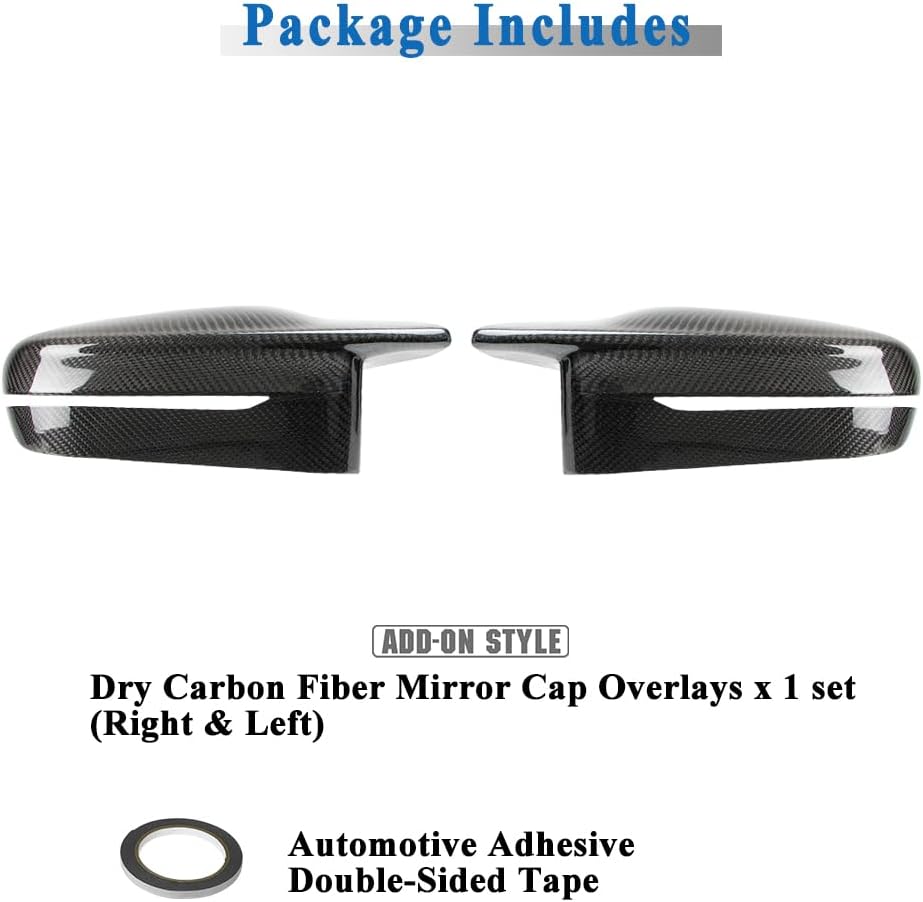 AeroBon Dry Carbon Fiber Mirror Cap Overlays Compatible with 2021-2025 BMW G80 M3 G82 G83 M4, 2023-2025 G87 M2 Mirror Caps (Add-On Style)