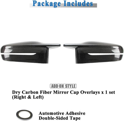 AeroBon Dry Carbon Fiber Mirror Cap Overlays Compatible with 2021-2025 BMW G80 M3 G82 G83 M4, 2023-2025 G87 M2 Mirror Caps (Add-On Style)