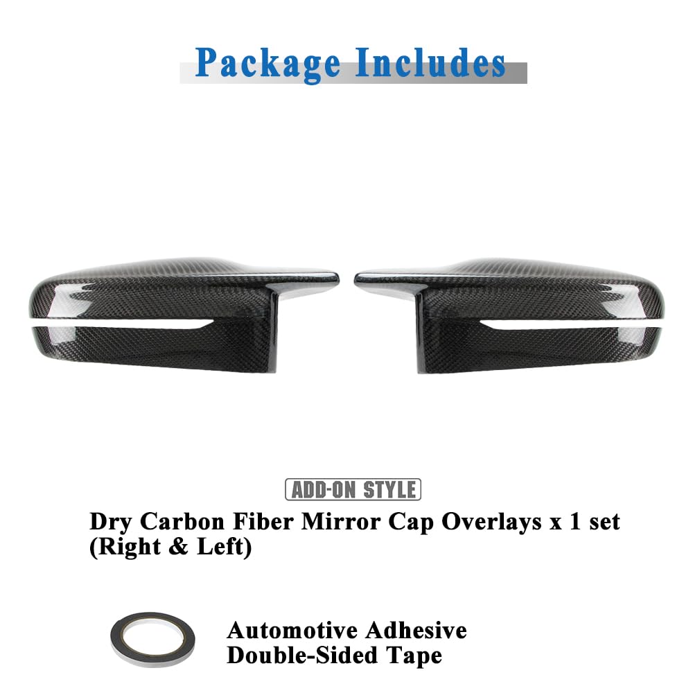 AeroBon Dry Carbon Fiber Mirror Cap Overlays Compatible with 2022-2025 BMW G42 M240i, G20 M340i, G22 G23 G26 M440i, i4 M50 Mirror Caps (Add-On Style)