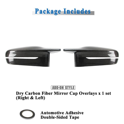 AeroBon Dry Carbon Fiber Mirror Cap Overlays Compatible with 2022-2025 BMW G42 M240i, G20 M340i, G22 G23 G26 M440i, i4 M50 Mirror Caps (Add-On Style)