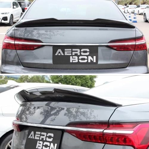 AeroBon Real Carbon Fiber Trunk Spoiler Compatible with 2019-2025 Audi A6 S6 (C8) Sedan Spoiler (H Style)